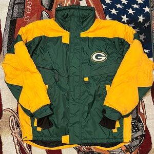 Vintage Logo 7 Green Bay Packers Winter Coat (L)